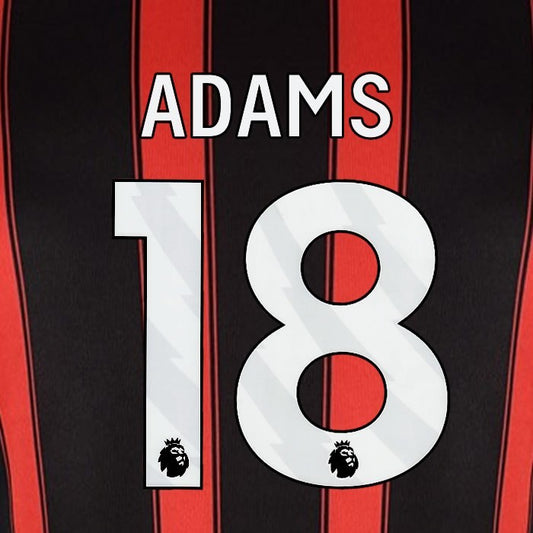 2023 2024 BOURNEMOUTH ADAMS 18 WHITE HOME PLAYER SIZE NAME SET