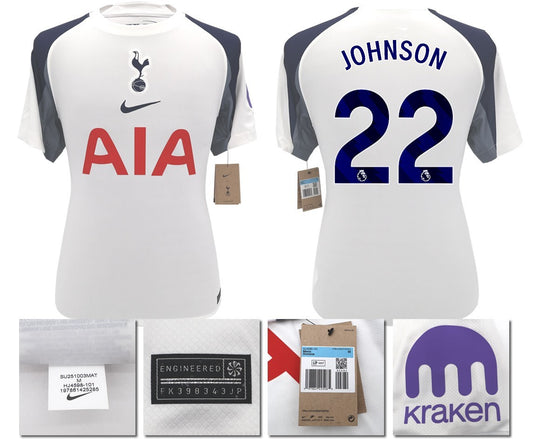 BNWT 2025 2026 TOTTENHAM NIKE HOME JOHNSON 22 FOOTBALL SHIRT MEN'S