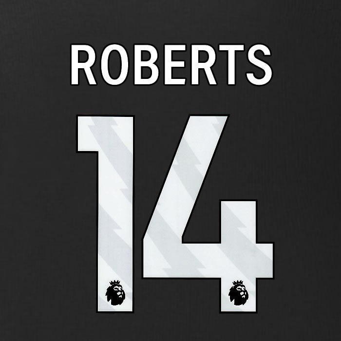 2025 2026 BURNLEY ROBERTS 14 OFFICIAL WHITE 3RD PLAYER SIZE NAMESET