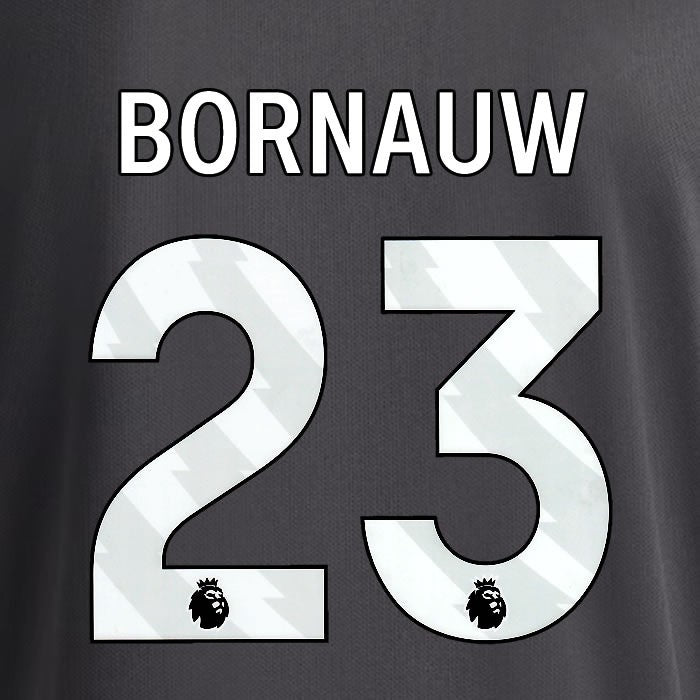 2025 2026 OFFICIAL LEEDS UNITED BORNAUW 23 WHITE 3RD PLAYER SIZE NAMESET