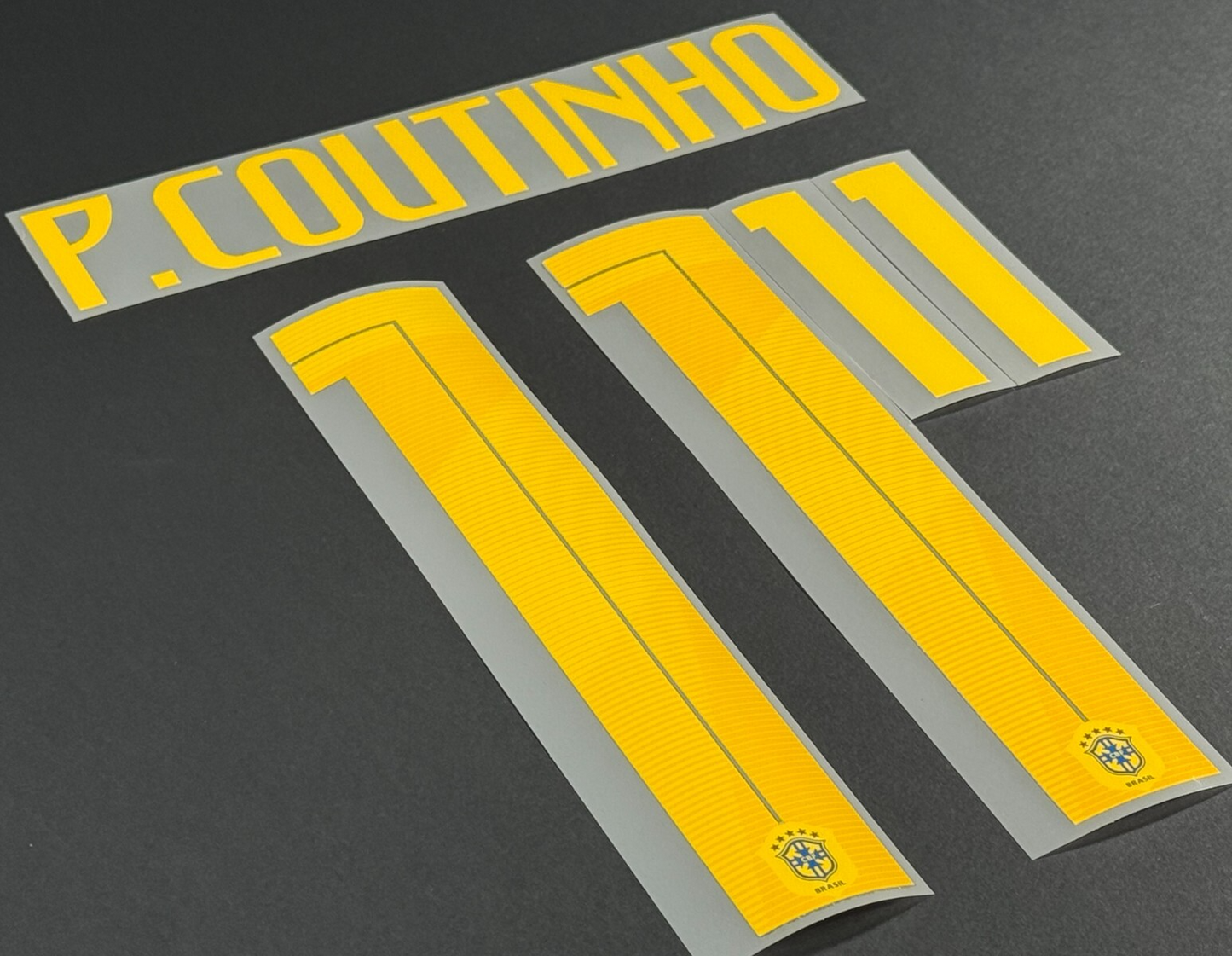 BRAZIL 2018 WORLD CUP OFFICIAL P. COUTINHO 11 AWAY PLAYER SIZE NAMESET 255MM