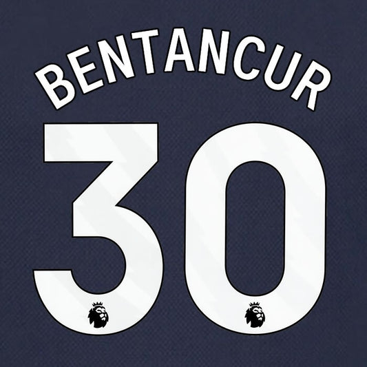 SPURS 2023 2024 BENTANCUR 30 AVERY DENNISON WHITE AWAY PLAYER SIZE NAME SET