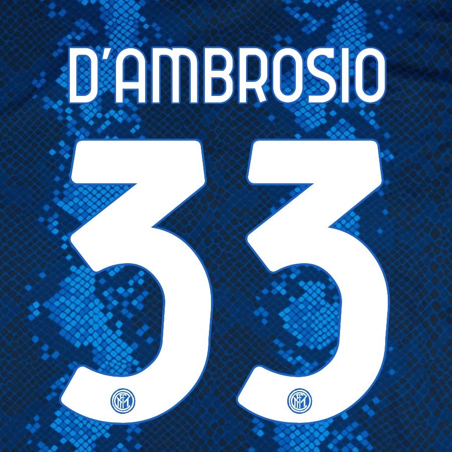 2021 2022 INTER MILAN OFFICIAL HOME D AMBROSIO 33 PLAYER SIZE NAMESET