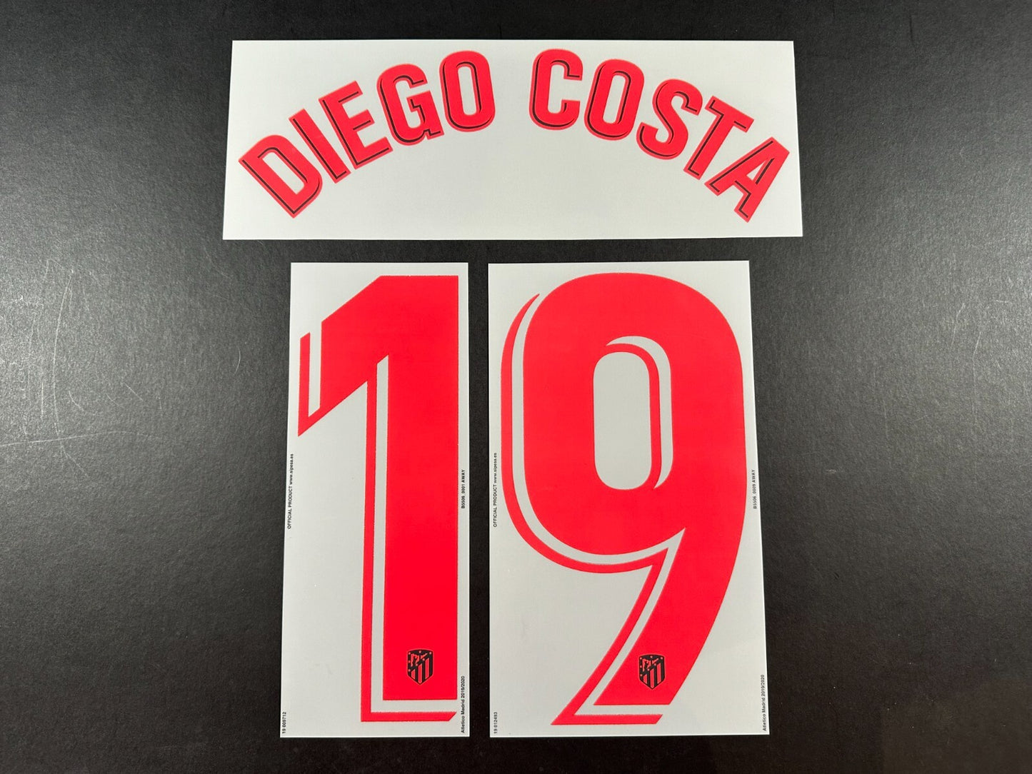 2019 2020 OFFICIAL ATLETICO MADRID DIEGO COSTA 19 AWAY PLAYER SIZE NAMESET