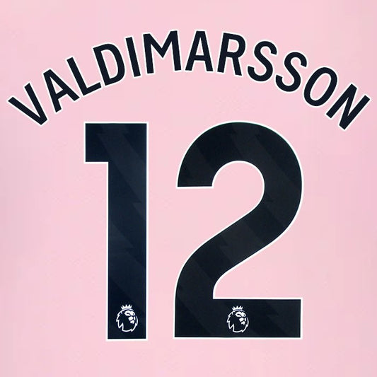 2024 2025 BRENTFORD VALDIMARSSON 12 OFFICIAL BLACK AWAY PLAYER SIZE NAMESET