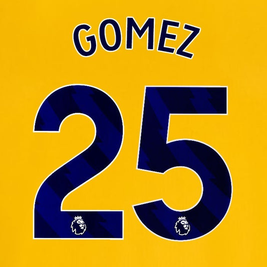 2024 2025 OFFICIAL BRIGHTON GOMEZ 25 AWAY BLUE PLAYER SIZE NAMESET