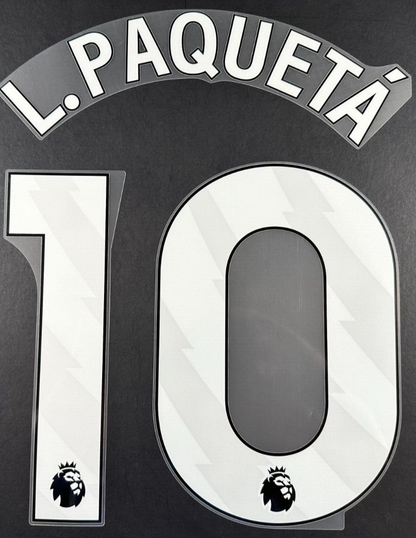 2023 - 2025 WEST HAM L. PAQUETA 10 OFFICIAL WHITE PLAYER SIZE NAMESET