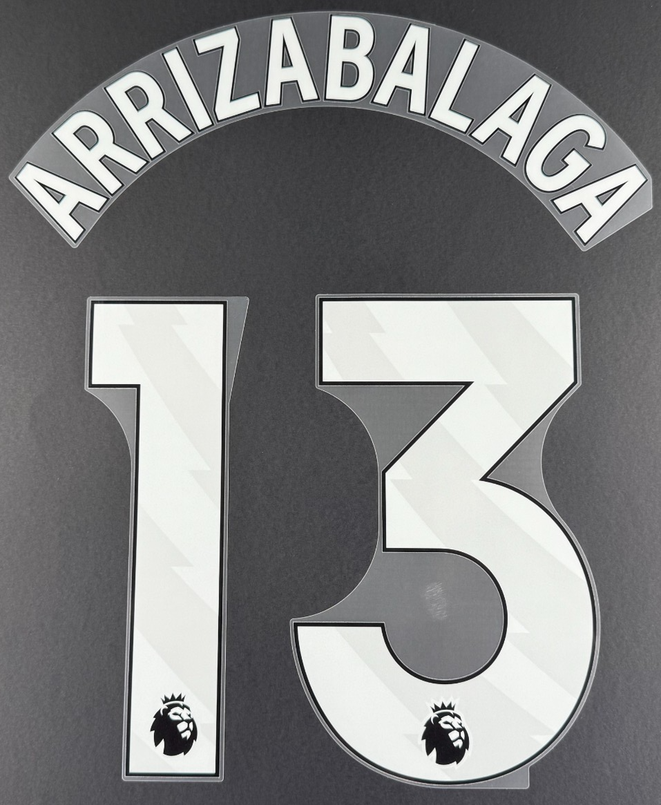 ARSENAL 2025-26 ARRIZABALAGA 13 OFFICIAL AVERY DENNISON WHITE PLAYER SIZE 250MM