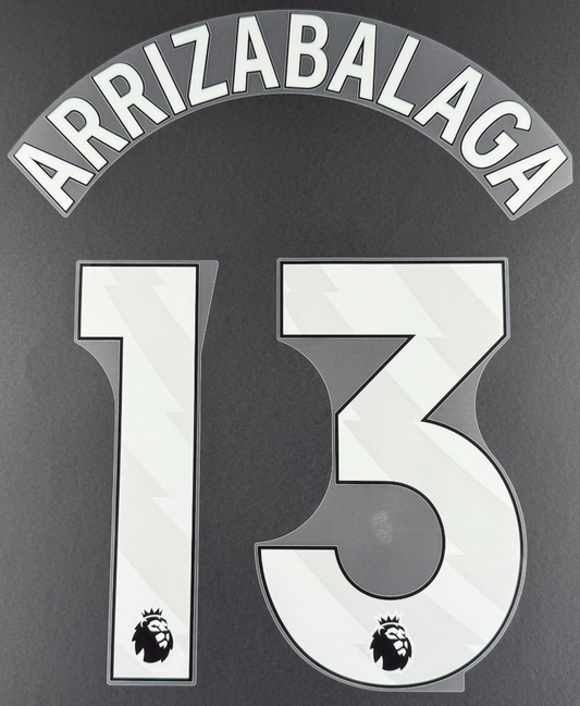 ARSENAL 2025-26 ARRIZABALAGA 13 OFFICIAL AVERY DENNISON WHITE PLAYER SIZE 250MM