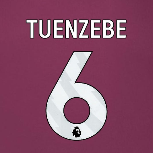 2025 2026 BURNLEY TUENZEBE 6 OFFICIAL WHITE HOME PLAYER SIZE NAMESET