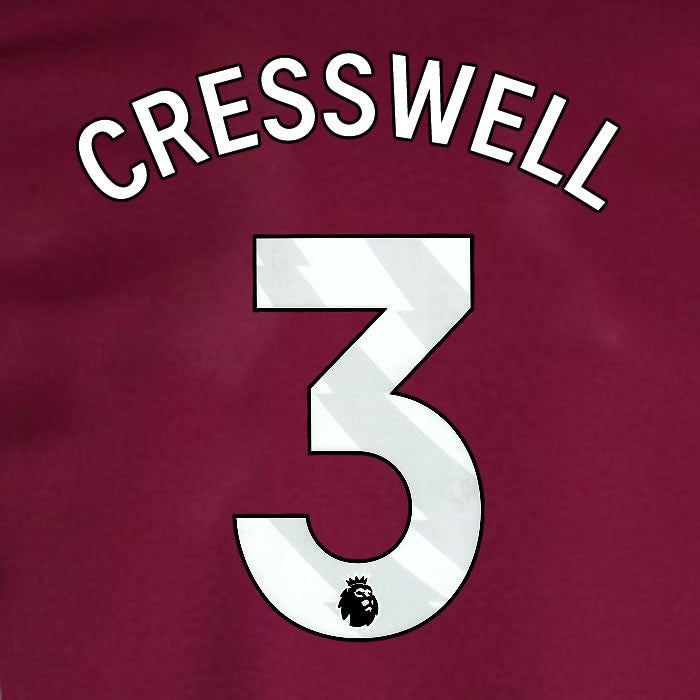 2024 2025 WEST HAM CRESSWELL 3 OFFICIAL WHITE HOME PLAYER SIZE NAMESET