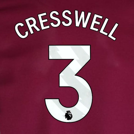 2024 2025 WEST HAM CRESSWELL 3 OFFICIAL WHITE HOME PLAYER SIZE NAMESET