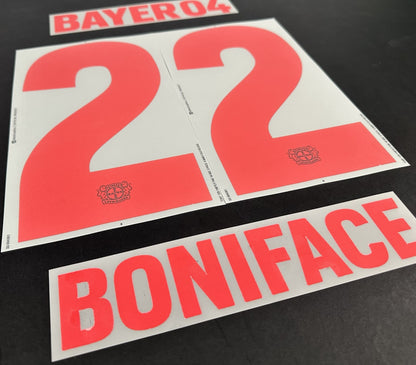 2023 2024 DekoGraphics BAYER LEVERKUSEN BONIFACE 22 HOME PLAYER SIZE NAME SET