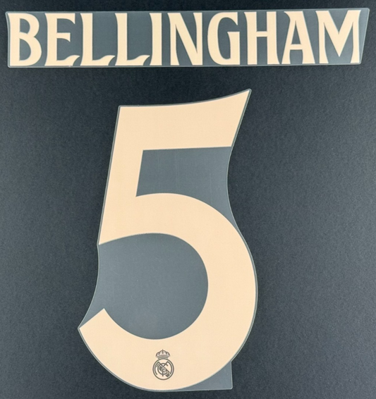 24/25 REAL MADRID BELLINGHAM 5 OFFICIAL THIRD PLAYER SIZE NAME SET