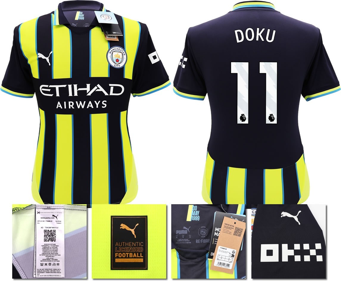 BNWT 2024 2025 MAN CITY PUMA AWAY DOKU 11 FOOTBALL SHIRT