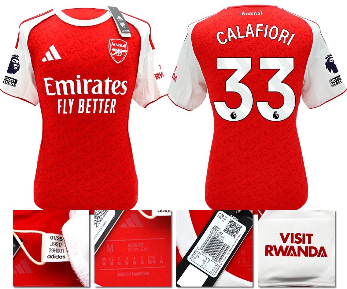 BNWT 2025/2026 ARSENAL F.C. ADIDAS HOME SHIRT CALAFIORI 33