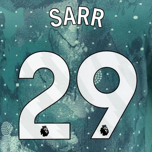 2024 2025 TOTTENHAM SARR 29 WHITE 3RD PLAYER SIZE NAME SET