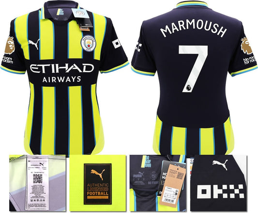 BNWT 24 25 MAN CITY PUMA AWAY MARMOUSH 7 + PATCHES FOOTBALL SHIRT MEN'S LARGE