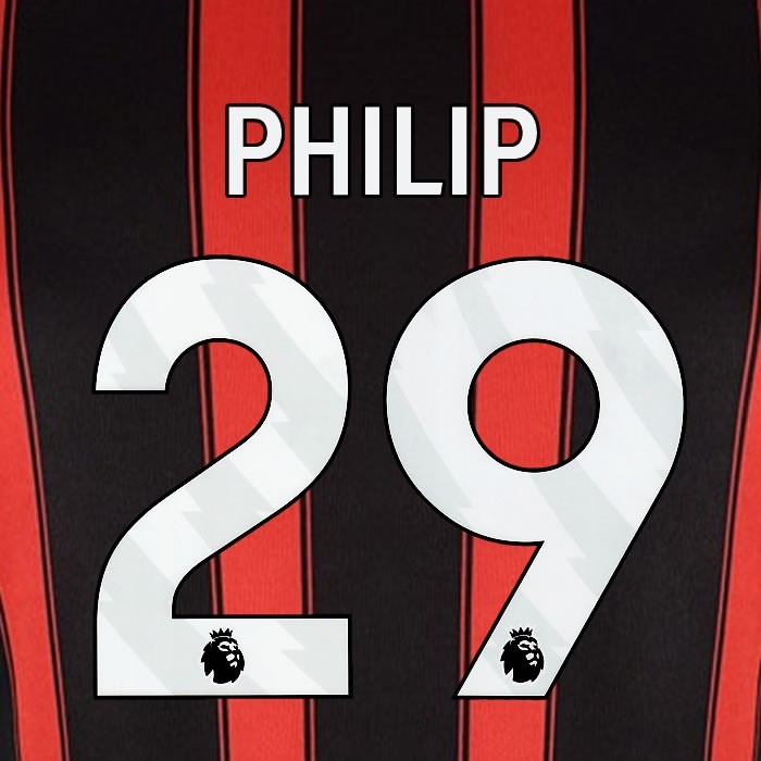 2023 2024 BOURNEMOUTH PHILIP 29 WHITE HOME PLAYER SIZE NAME SET