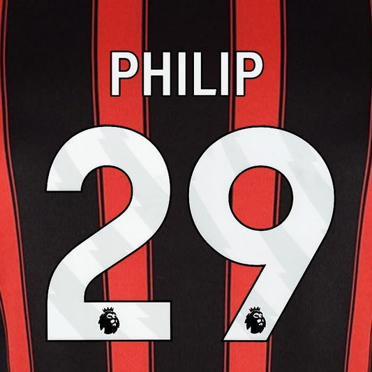 2023 2024 BOURNEMOUTH PHILIP 29 WHITE HOME PLAYER SIZE NAME SET