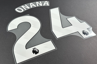 MAN UTD 2024 2025 ONANA 24 OFFICIAL AVERY DENNISON WHITE PLAYER SIZE NAME SET