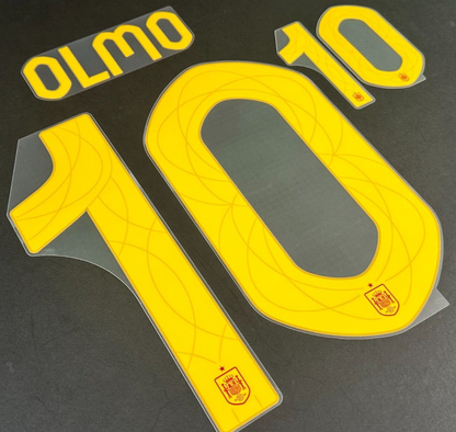 SPAIN 2024 2025 OFFICIAL AVERY DENNISON OLMO 10 HOME PLAYER SIZE NAMESET