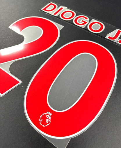 2021 / 2022 OFFICIAL LIVERPOOL DIOGO J. 20 RED PLAYER SIZE NAMESET