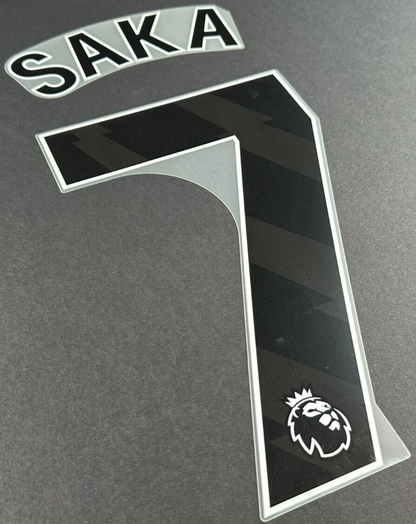 ARSENAL 2023 - 2024 SAKA 7 OFFICIAL AVERY DENNISON BLACK PLAYER SIZE NAME SET