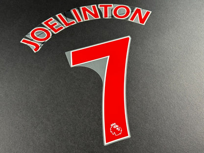 NEWCASTLE 2022-23 JOELINTON 7 OFFICIAL AVERY DENNISON RED PLAYER SIZE NAME SET