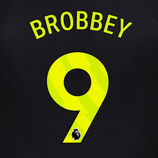2025 2026 OFFICIAL SUNDERLAND BROBBEY 9 YELLOW THIRD PLAYER SIZE NAME SET