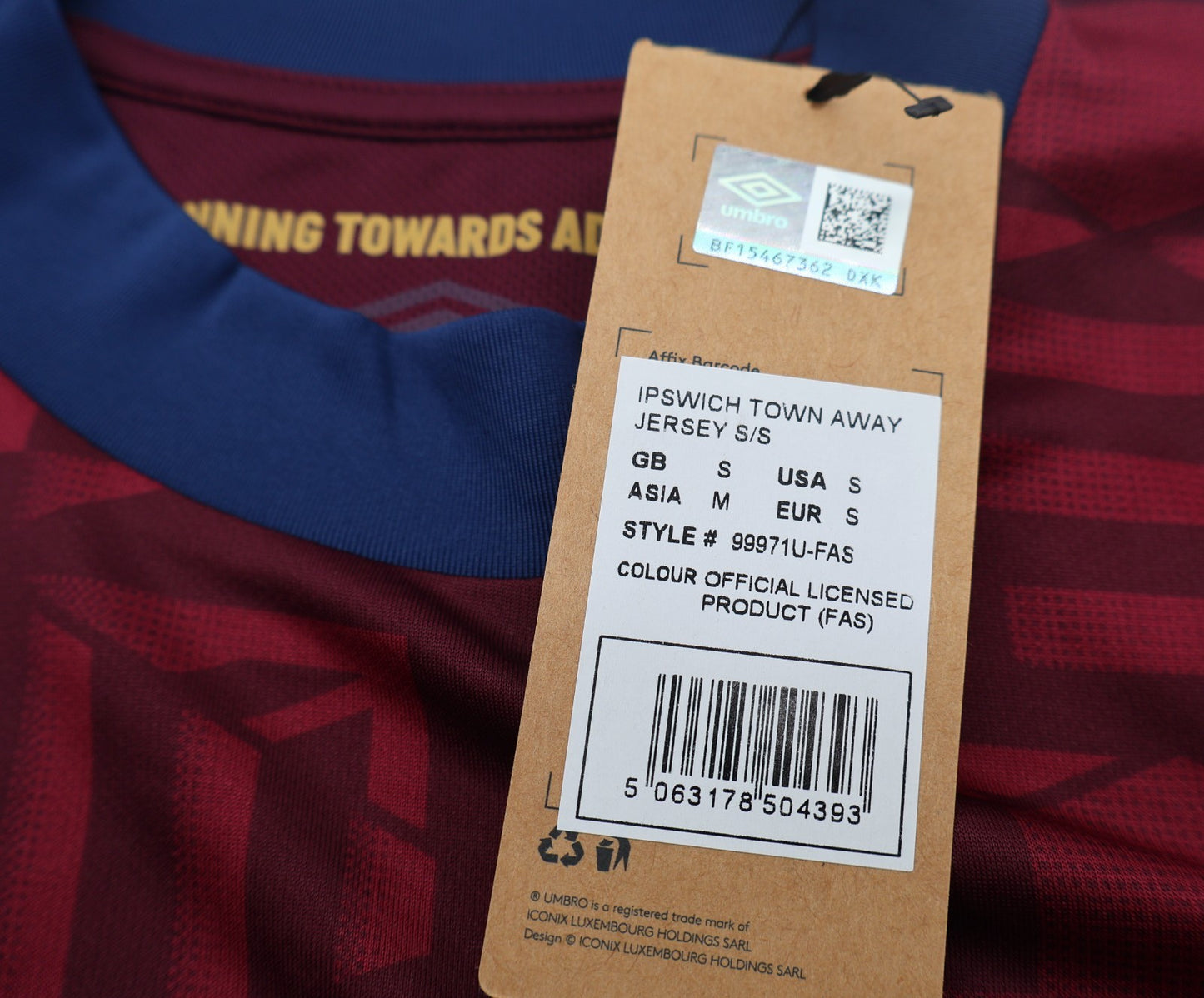 BNWT 2024 2025 IPSWICH TOWN UMBRO AWAY SHIRT MORSEY 5 + PATCHES MEN'S SMALL