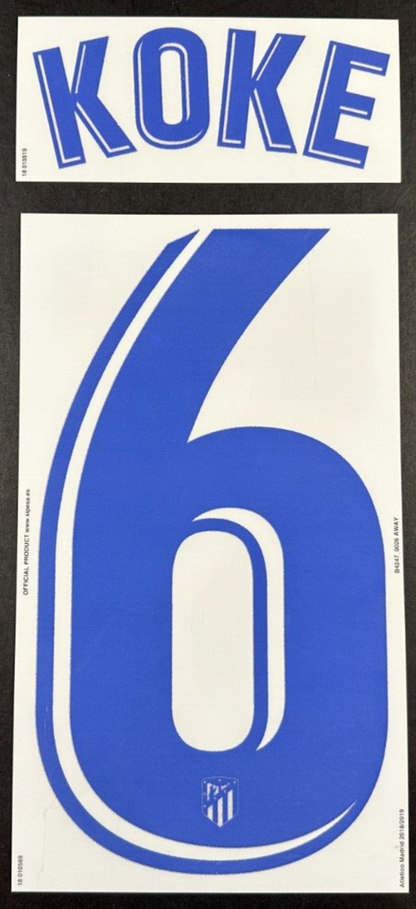 2018 2019 OFFICIAL ATLETICO KOKE 6 AWAY PLAYER SIZE NAMESET
