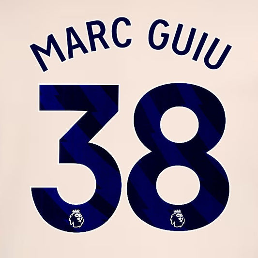 2024 2025 OFFICIAL CHELSEA MARC GUIU 38 BLUE AWAY PLAYER SIZE NAMESET