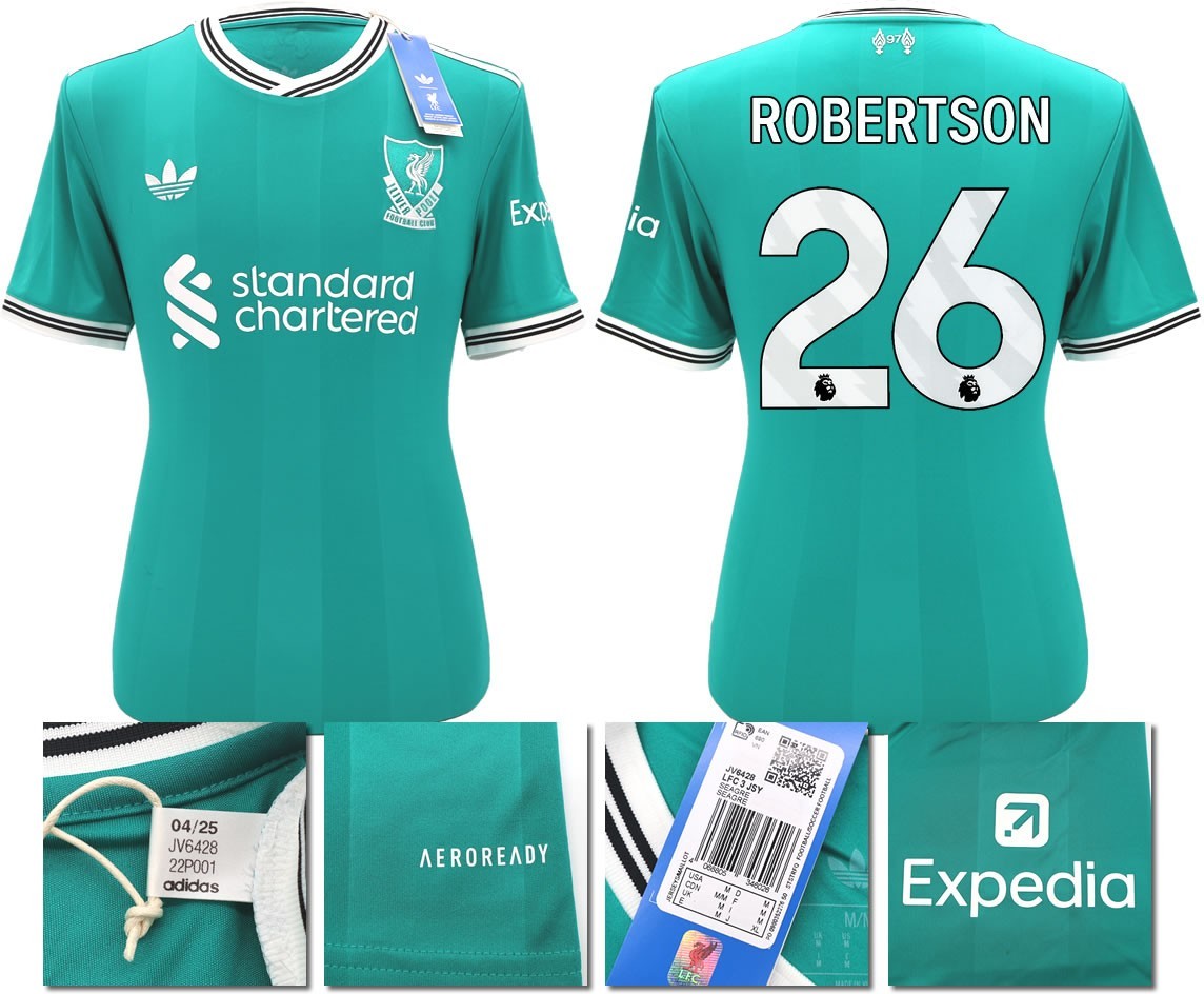 BNWT 2025 2026 LIVERPOOL ADIDAS 3RD SHIRT ROBERTSON 26 + PATCHES MEN'S
