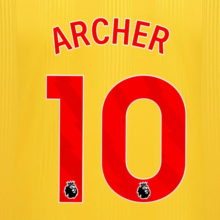 2023 2024 SHEFFIELD UNITED OFFICIAL ARCHER 10 RED AWAY PLAYER SIZE NAMESET