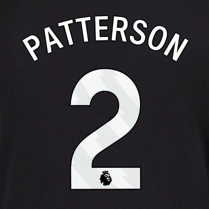 2025 2026 EVERTON PATTERSON 2 OFFICIAL WHITE 3RD PLAYER SIZE NAMESET