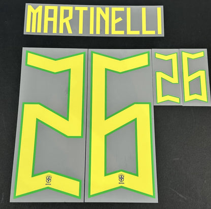BRAZIL 2022 2023 OFFICIAL MARTINELLI 26 AWAY PLAYER SIZE NAMESET
