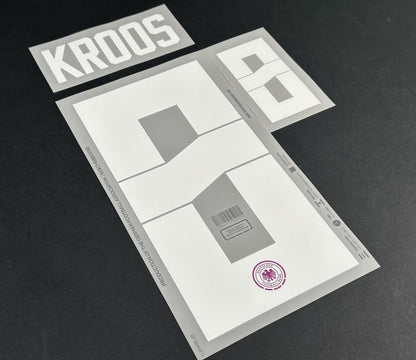 GERMANY 2023-2024 OFFICIAL NAME & NUMBERING KROOS 8 AWAY PLAYER SIZE NAMESET