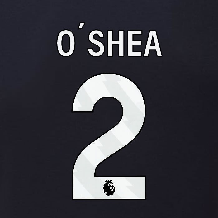2023 2024 BURNLEY O SHEA 2 OFFICIAL WHITE 3RD PLAYER SIZE NAMESET