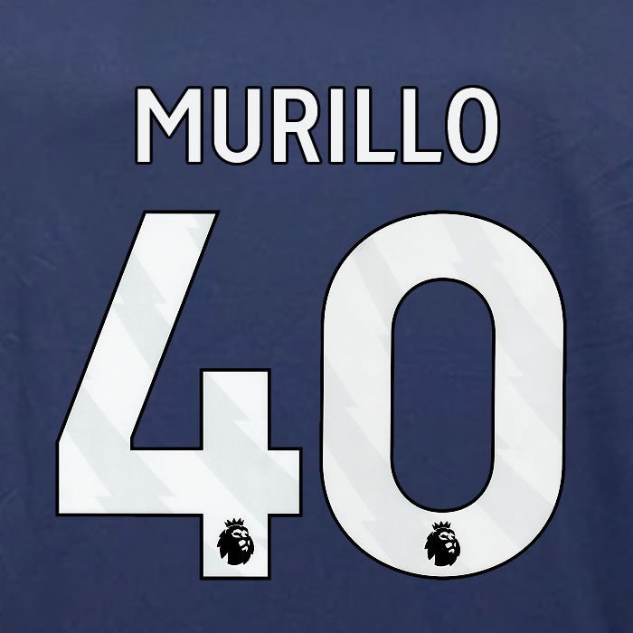 2023 2024 OFFICIAL NOTTINGHAM MURILLO 40 WHITE 3RD PLAYER SIZE NAMESET