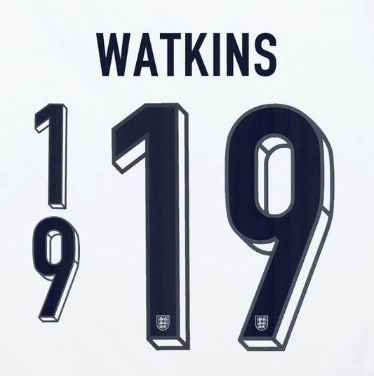2024 2025 OFFICIAL ENGLAND WATKINS 19 HOME PLAYER SIZE NAME SET