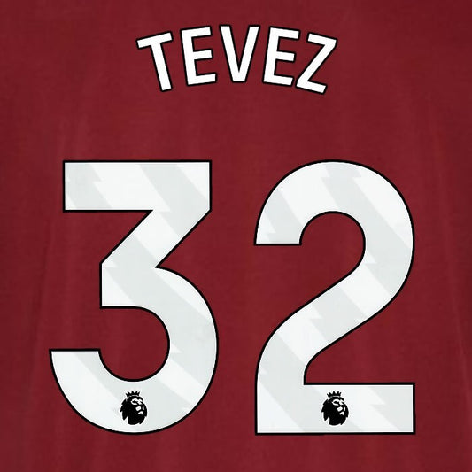 2023 2024 WEST HAM TEVEZ 32 OFFICIAL WHITE PLAYER SIZE NAMESET