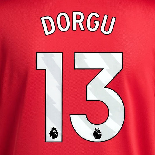 2025 2026 MANCHESTER UNITED DORGU 13 HOME WHITE PLAYER SIZE NAMESET