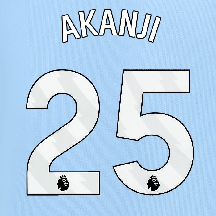 2023 2024 MAN CITY AKANJI 25 WHITE HOME PLAYER SIZE NAME SET