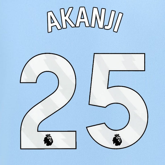 2023 2024 MAN CITY AKANJI 25 WHITE HOME PLAYER SIZE NAME SET
