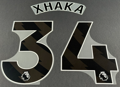 SUNDERLAND 2025-26 XHAKA 34 OFFICIAL AVERY DENNISON BLACK PLAYER SIZE NAME SET