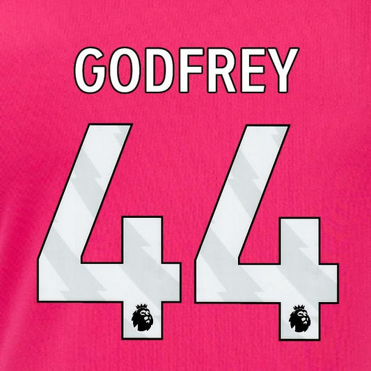2024 2025 OFFICIAL IPSWICH TOWN GODFREY 44 WHITE 3RD PLAYER SIZE NAME SET
