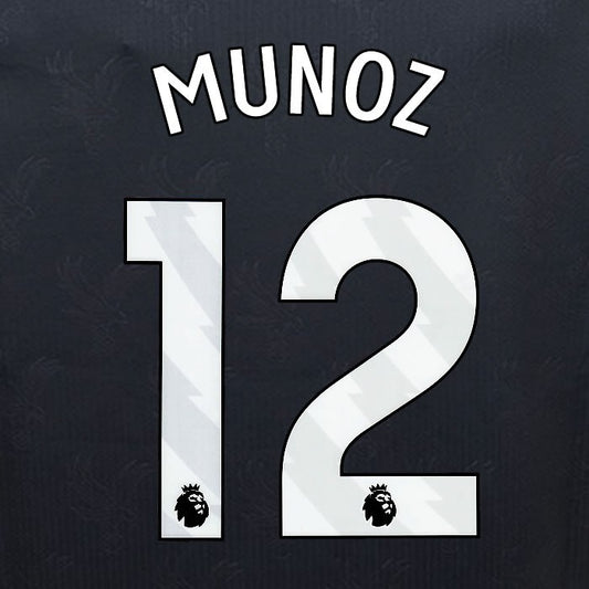2024 2025 OFFICIAL CRYSTAL PALACE MUNOZ 12 WHITE 3RD PLAYER SIZE NAMESET