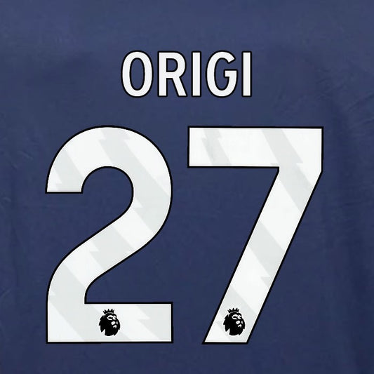 2023 2024 OFFICIAL NOTTINGHAM ORIGI 27 WHITE 3RD PLAYER SIZE NAMESET
