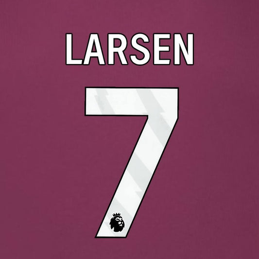 2025 2026 BURNLEY LARSEN 7 OFFICIAL WHITE HOME PLAYER SIZE NAMESET